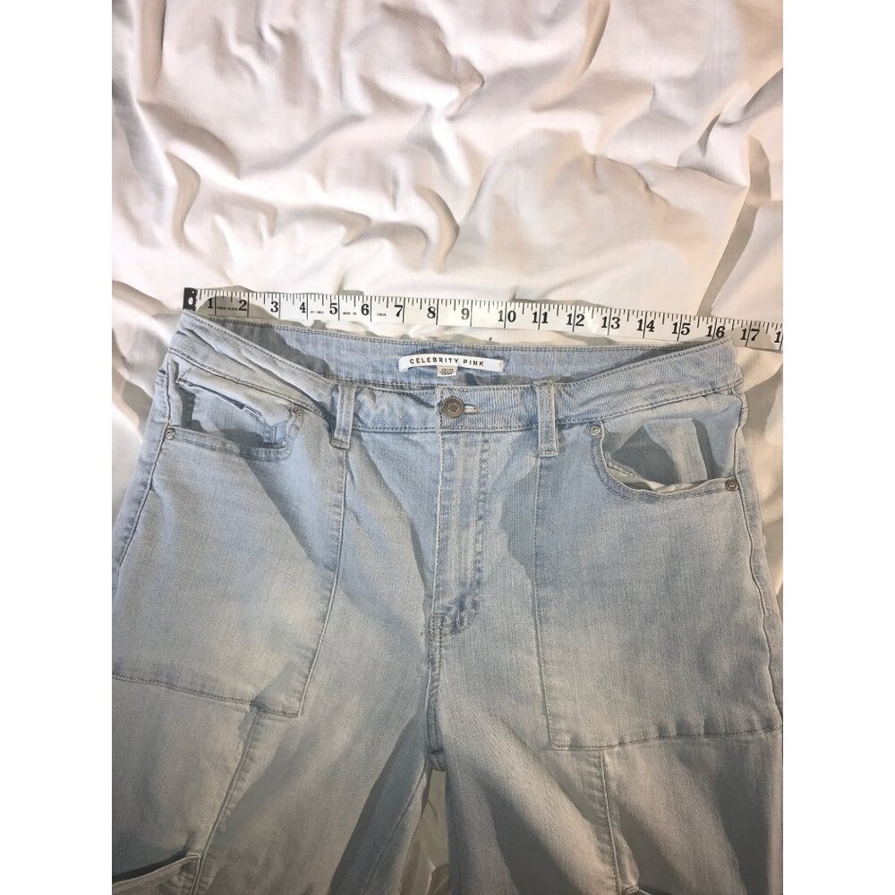 Celebrity Pink Junior Light Wash Denim Baggy Carpenter Jeans - Picture 6 of 9